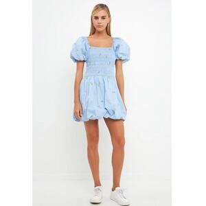 Anthropologie English Factory Woman SMOCKED DRESS WITH BALLOON SLEEVES, …